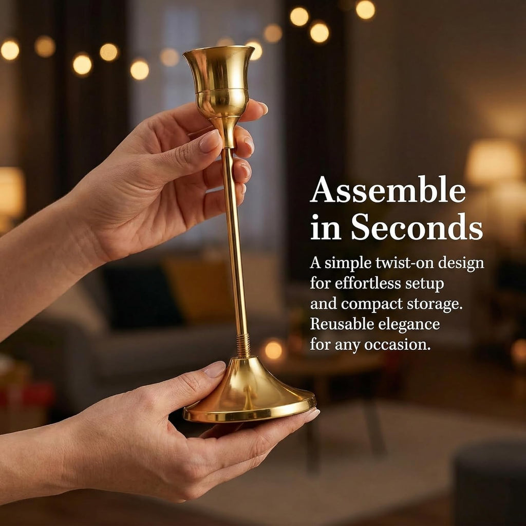 SylvaCraft Brass Gold Candle Holders Rustproof Taper Candlestick Holders for Holiday Party Table Centerpiece Wedding
