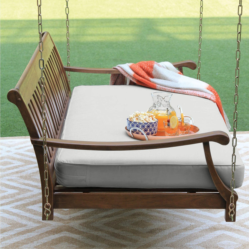 Robin Mahogany Wood 6 FT Porch Swing Bed, Upgraded Patio Porch Swing Daybed with Thick Oyster Cushion Support, 750