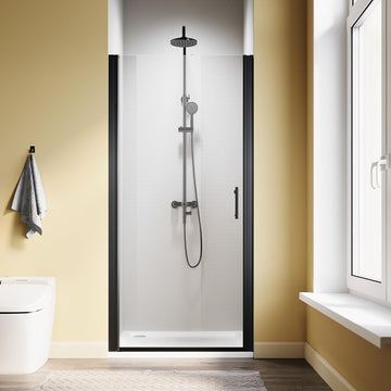 Pivot Shower Door, 34" W x 72" H, 1/4" Tempered Glass Shower Door, Pivot Swing Shower Glass Door, Easy to Clean