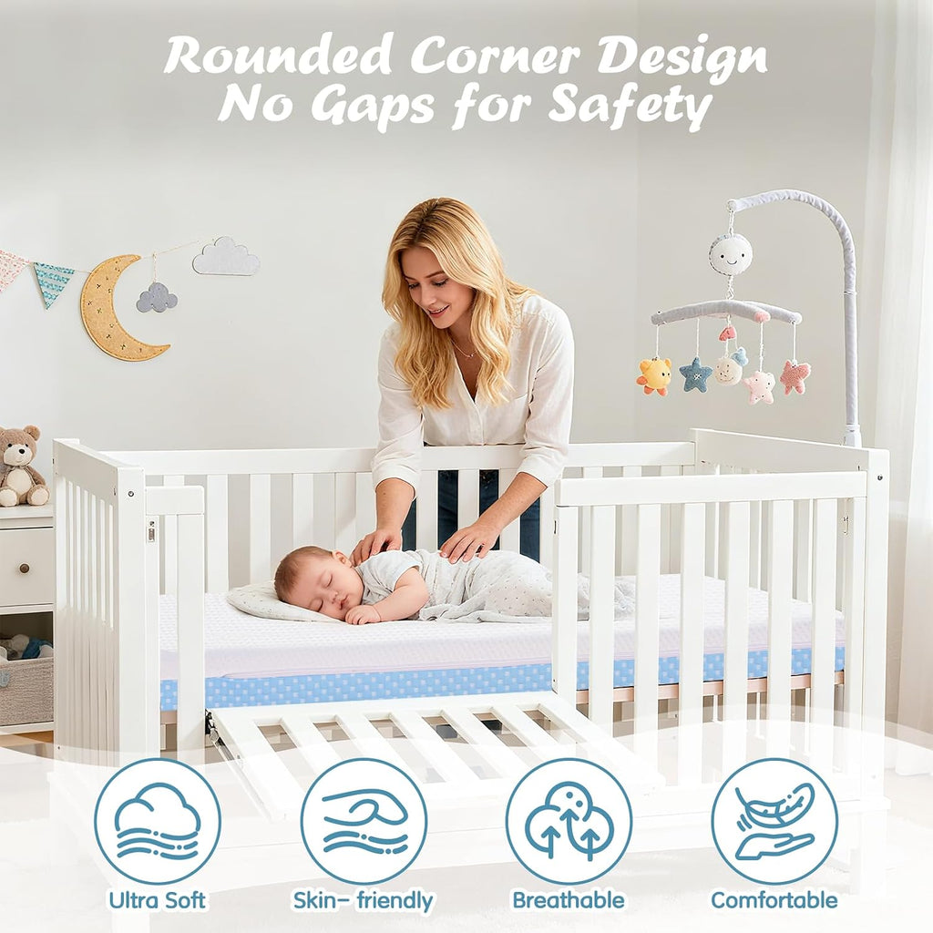 Crib Mattress Dual Sided Memory Foam Baby Toddler Bed Mattress, 52" x 27.6" x 5.5" Soft Breathable Mattresses