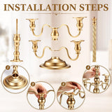 6 Pack Wedding Gold Candelabra Table Centerpieces 21 Inch Tall Candelabra Metal Candle Holder 5 Arm Taper Candlestick