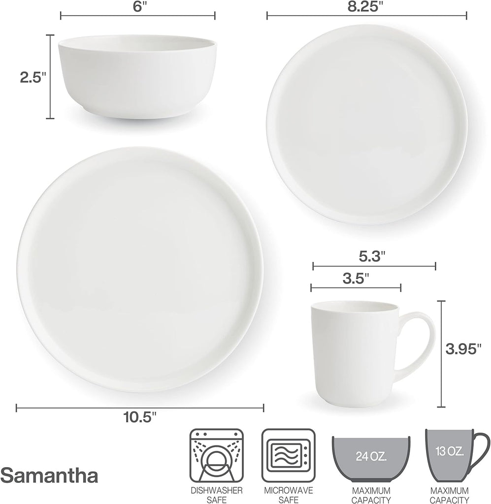 5266100 Samantha Chip-Resistant 16 Piece Set, Service for 4 White
