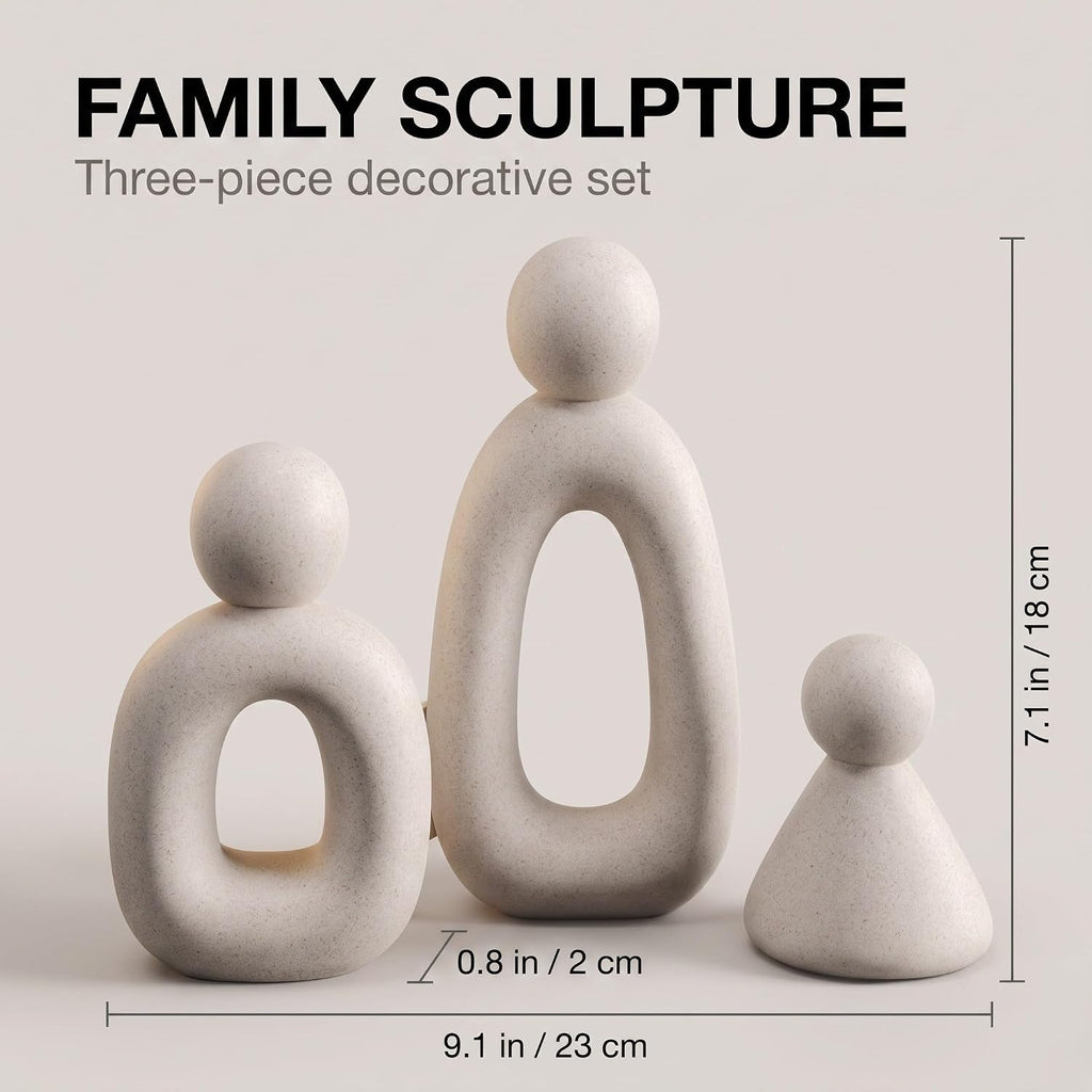 Abstract Family of 3 Figurines Modern Sculptures Home Decorative Accents TV Stand Decor Bookshelf Knick Knacks Gifts