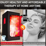 Portable Infrared Sauna Box with Red Light Therapy, 3L Steamer, Upgraded Foldable Chair & Mat