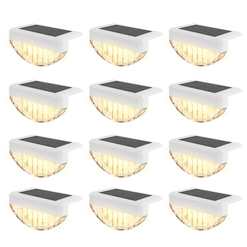 12 Pack Solar Deck Lights Outdoor, Warm White LED Solar Step Lights for Outside, Waterproof Fence Light, Deck