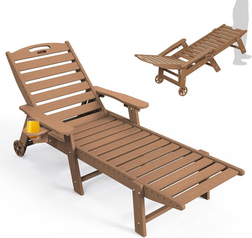 Oversized Outdoor Chaise Lounge Chair, HDPE Patio Chair with Wheels | Oversized outdoor HDPE chaise lounge with