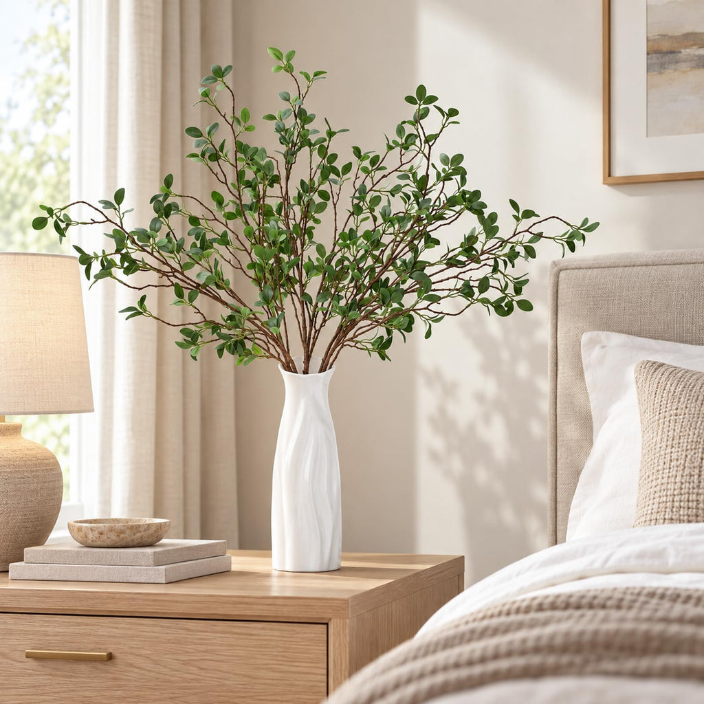 6pcs 37.4inch Greenery Stems Artificial Branches for Vases Olive, Spring Green Long Stem Fake Plants Indoor Branches