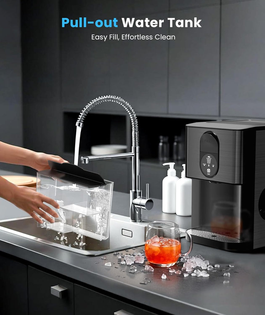 Countertop Nugget Ice Maker, 44lbs/24H Nugget Ice Machine Countertop, Chewable Pellet Ice Maker Machine with Ice