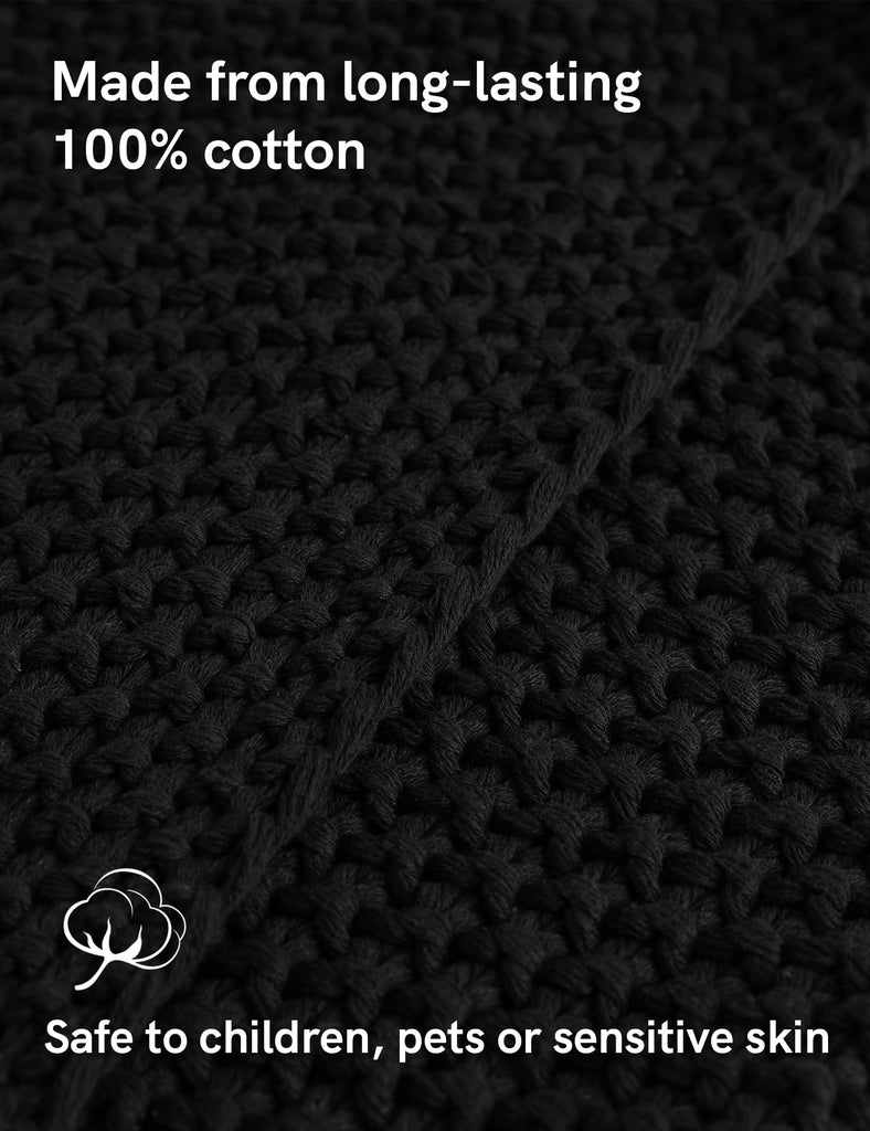 Chunky Cotton Knit Throw Blanket, Cable Knit Throws for Bed Couch Sofa, Comfy & Relaxing, Decorative Piece for