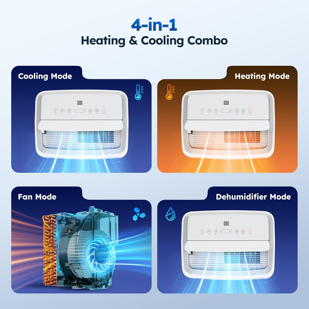 14,000 BTU Smart Air Conditioner with Heat, Auto