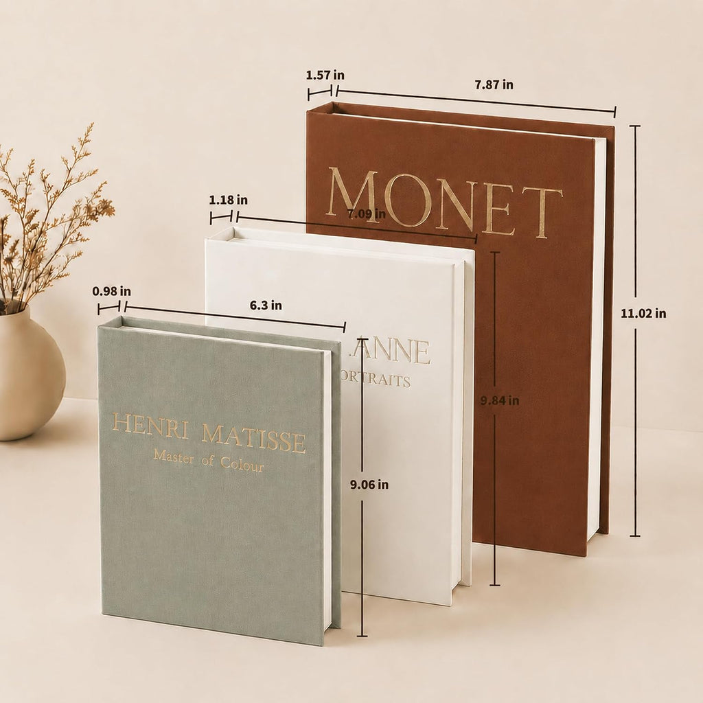 Decorative Books Decor,Set of 3 Aesthetic Faux Books with Storage Box,Linen Fake Books for Coffee Table,Bookshelf &