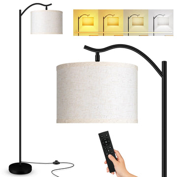 Floor Lamp, Arc Floor Lamp with Remote Control, Stepless Dimmable Brightness & Colors Temperature 2700k-6500k, Modern