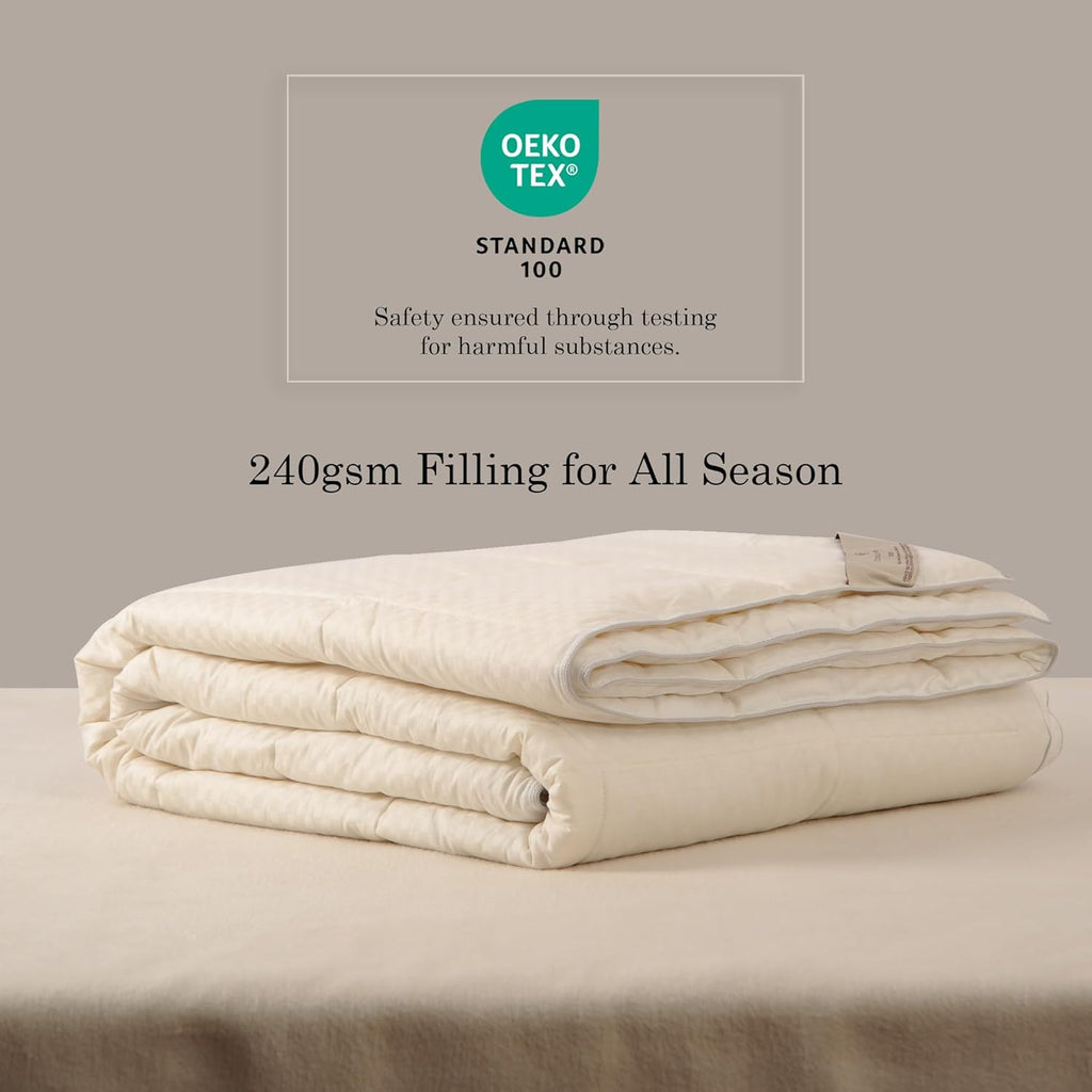 Wool Comforter Duvet Insert, 100% Australian Wool Filling with Soft Noiseless Cotton Shell
