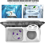 Portable Washing Machine, Twin Tub 26lbs Capacity Laundry, 18lbs Washer and 8lbs Spinner Combo with Timer Knobs