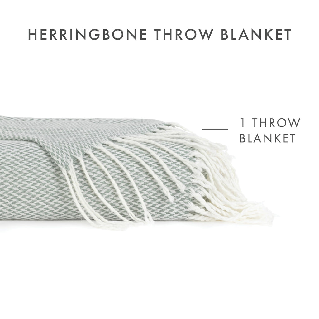 Beddings Elevate Your Comfort with Herringbone Throw Blanket - Luxurious Woven Ultra Soft Acrylic - Sized 50" W x 60"