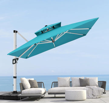 Patio Umbrella Cantilever Double Top Outdoor Offset Umbrella with 360° Rotation