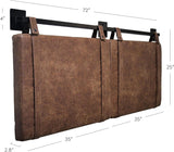 Harlow Modern Wall Mount Hanging Headboard, King, Brown Faux Leather