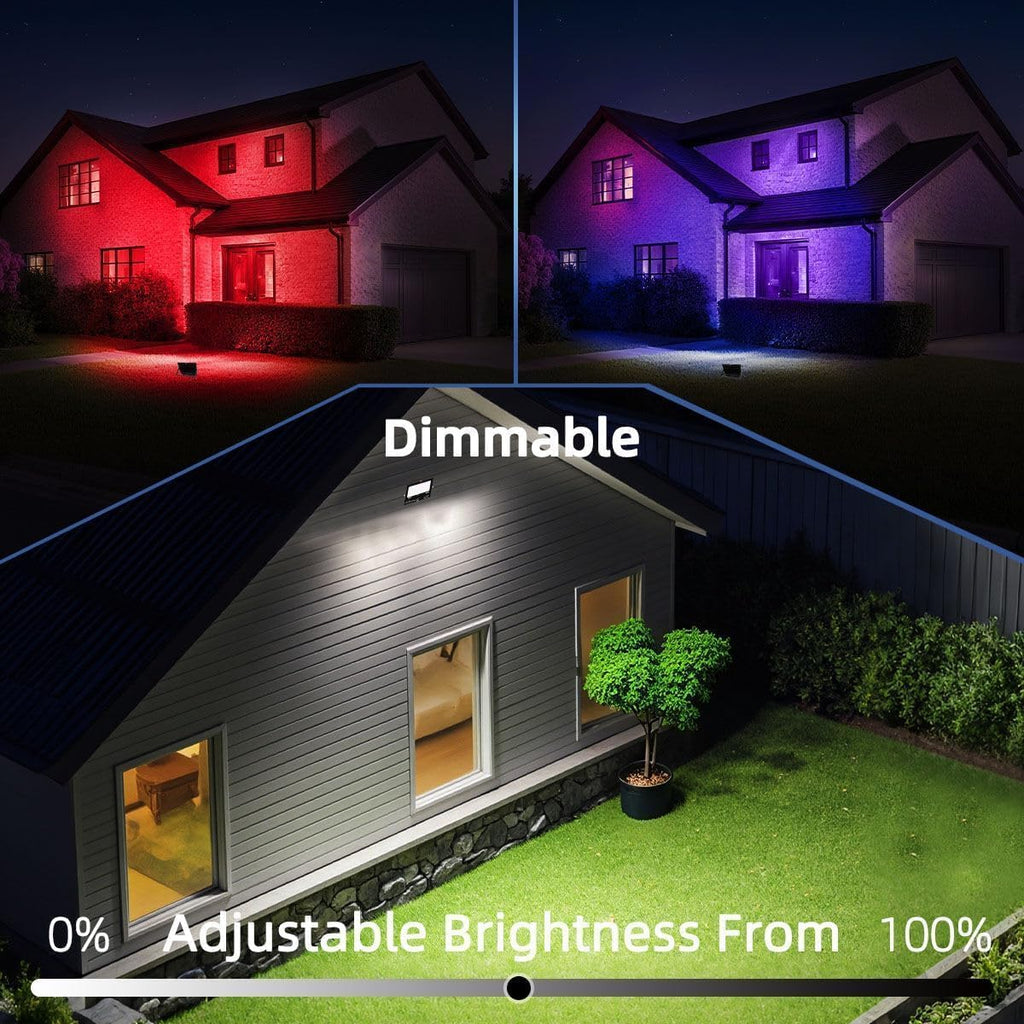 LED Flood Light 80W, 8000LM, Outdoor RGB Color Changing, Smart Floodlights RGBW 2700K Warm White & 16 Million Colors
