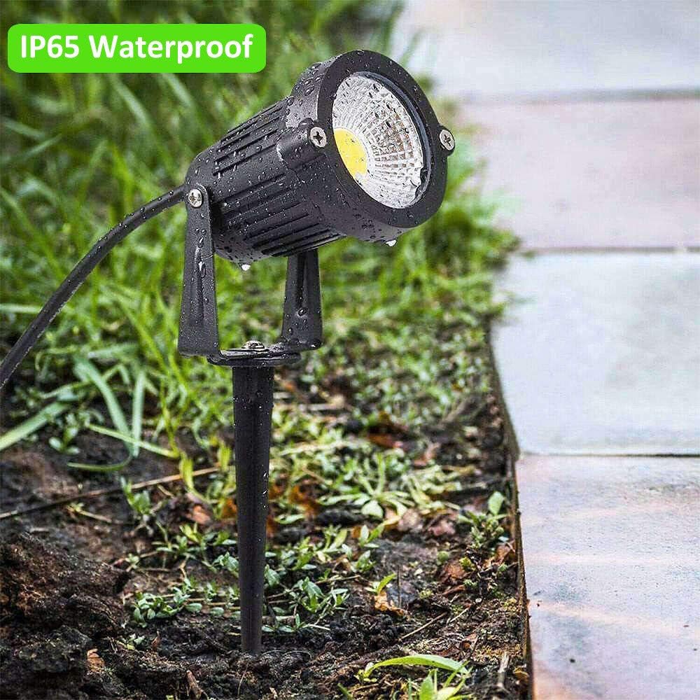 5W Landscape Lighting, 120V Plug-in Outdoor Spotlights, 6 Pack | 3000K Warm White, 550LM Bright LED, IP65 Waterproof