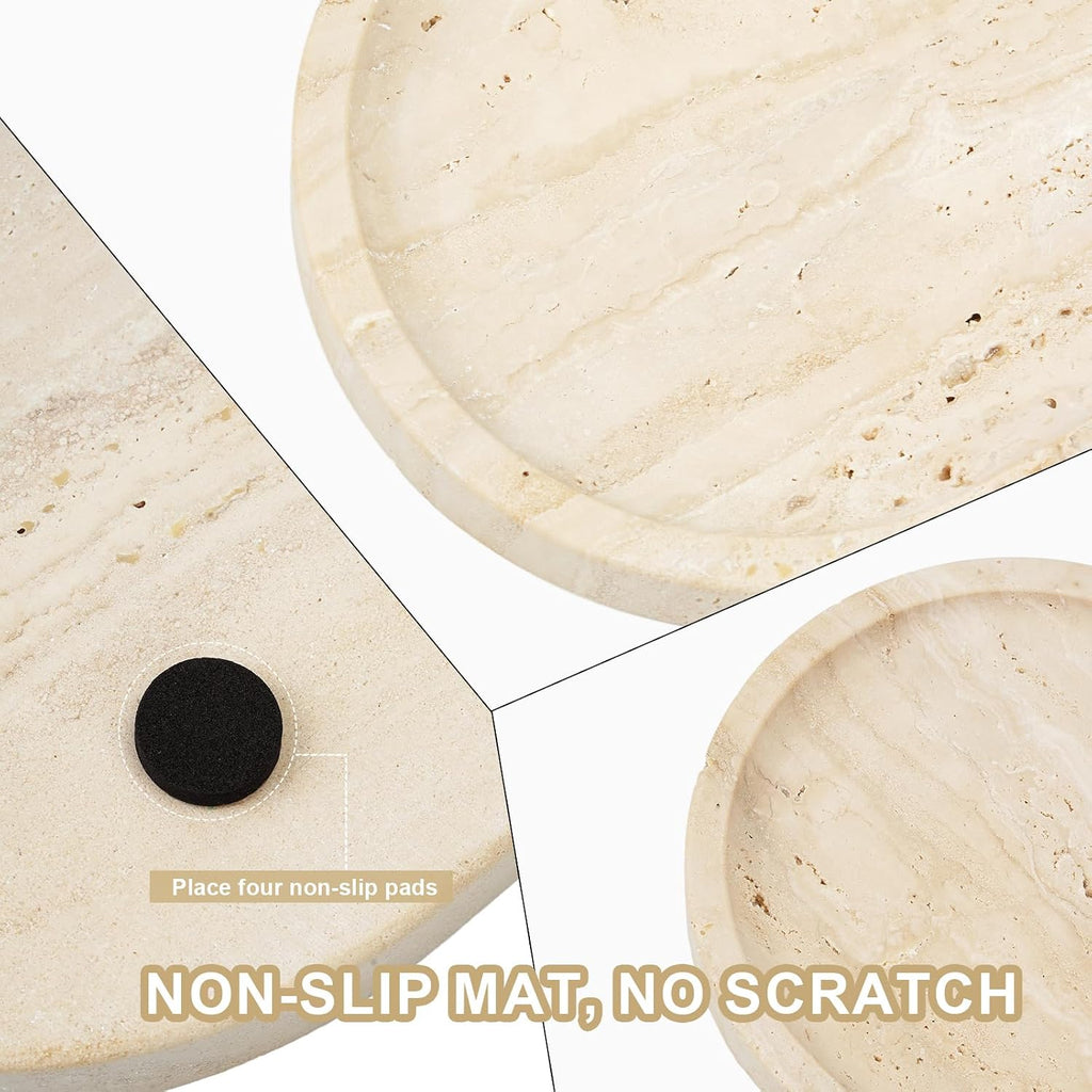 Italian Travertine Tray, 12"x6" Vanity Decorative Marble Tray for Countertop, Catchall Tray for Perfume, Candles