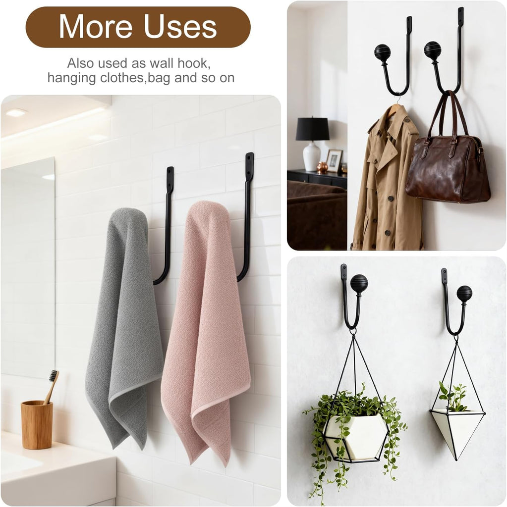 Large Curtain Holdbacks, 2pcs Curtains Holder Wall Mounted Drapery Tiebacks Retro Window Hook for Home Decor, Matte