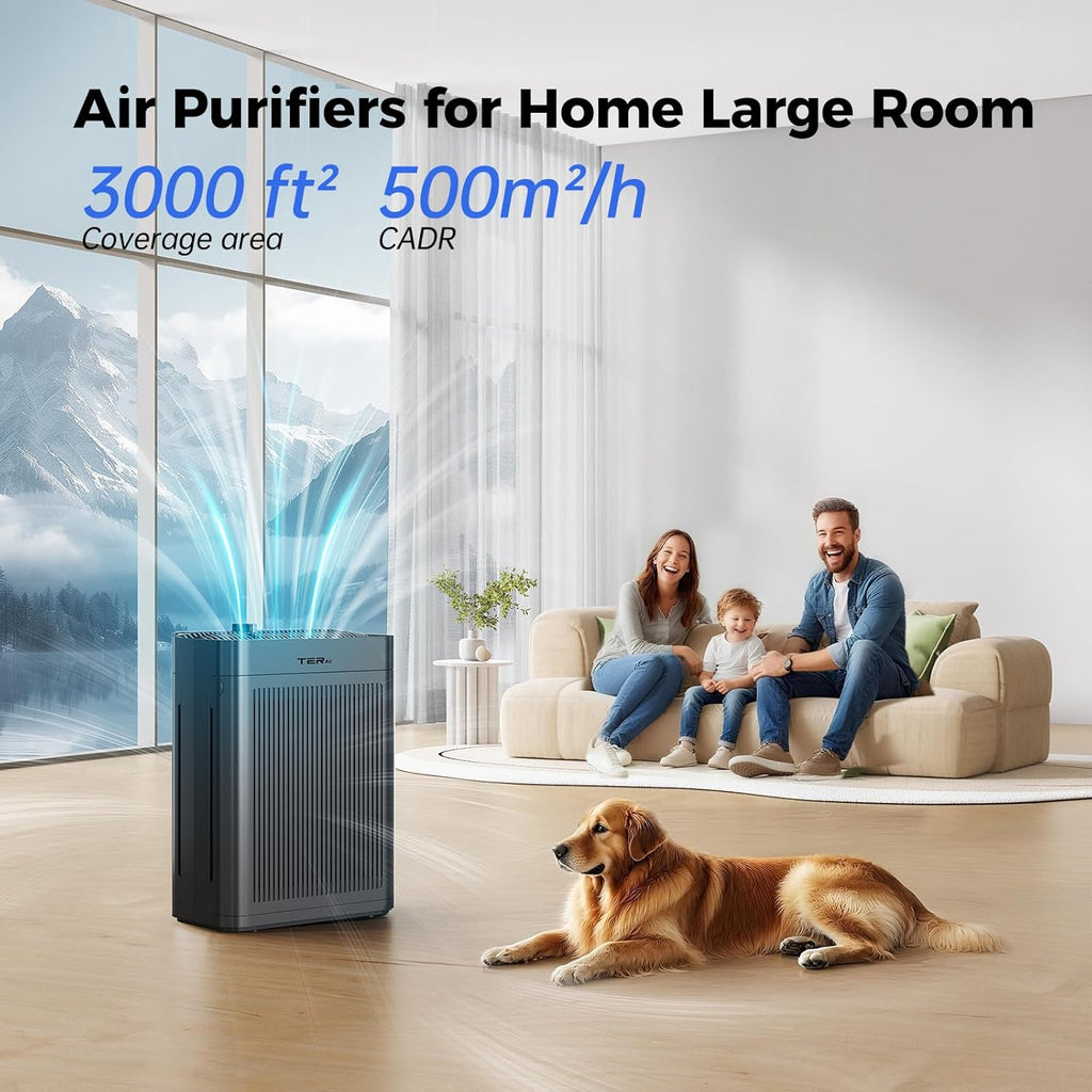 Air Purifiers for Home Large Room Up to 3000 Sq Ft with Washable Filters, H13 HEPA, Dual-Sided Air I