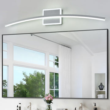 Modern LED Wall Sconce Silver LED Bathroom Light Fixtures Over Mirror Wall Lighting , Dimmable Long Vanity Light
