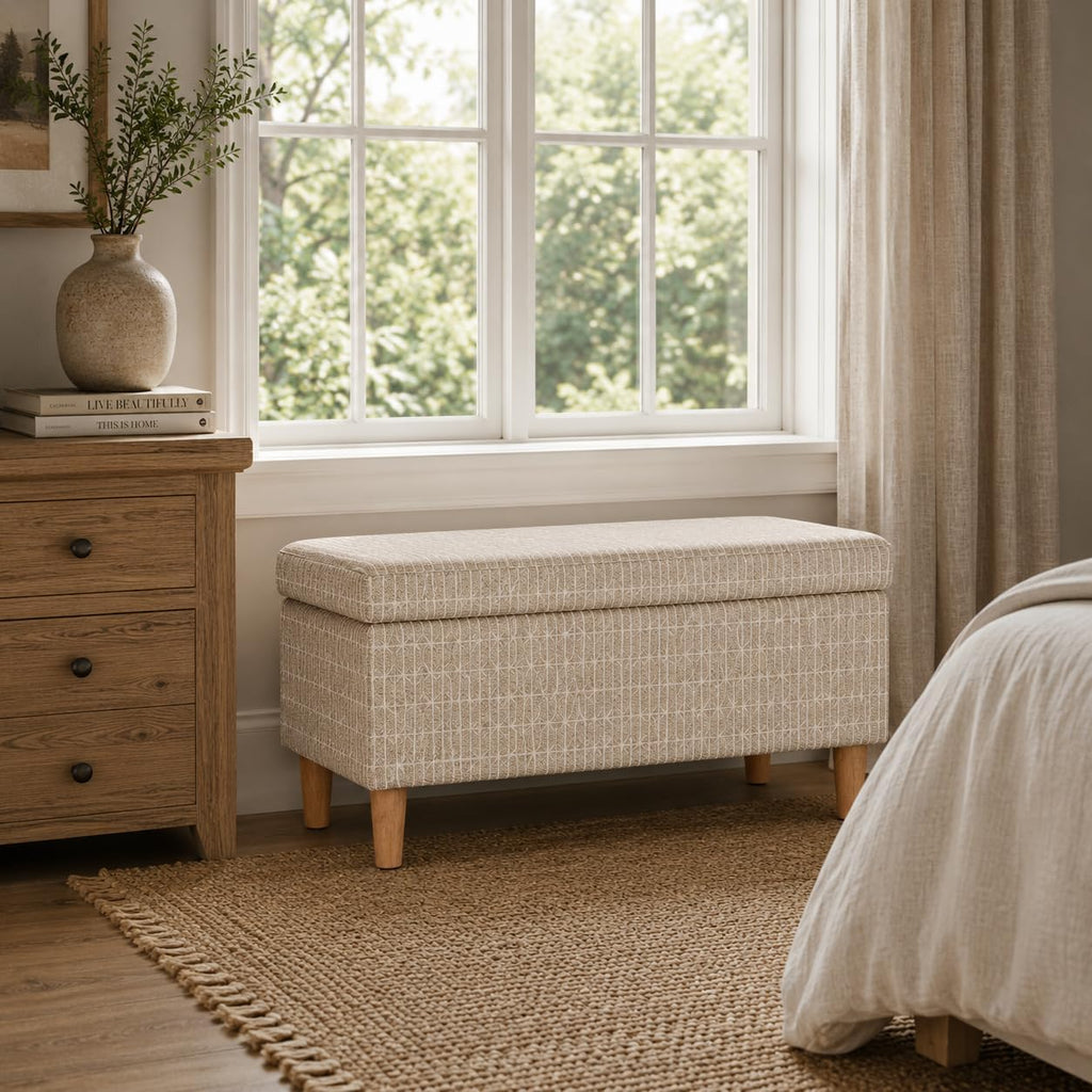 Malmo 36" Storage Bench - Tan Geometric Pattern