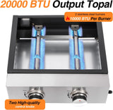 2-Burner Portable Tabletop Propane Gas Griddle, Stainless Steel Flat Top Grill with Regulator and Dust Cover for Camping and Tailgating