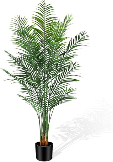 Artificial Palm Tree Indoor 6.5ft, Large Fake Tropical Areca Palm Tree with 18 Trunks, Faux Dypsis Lutescens Floor