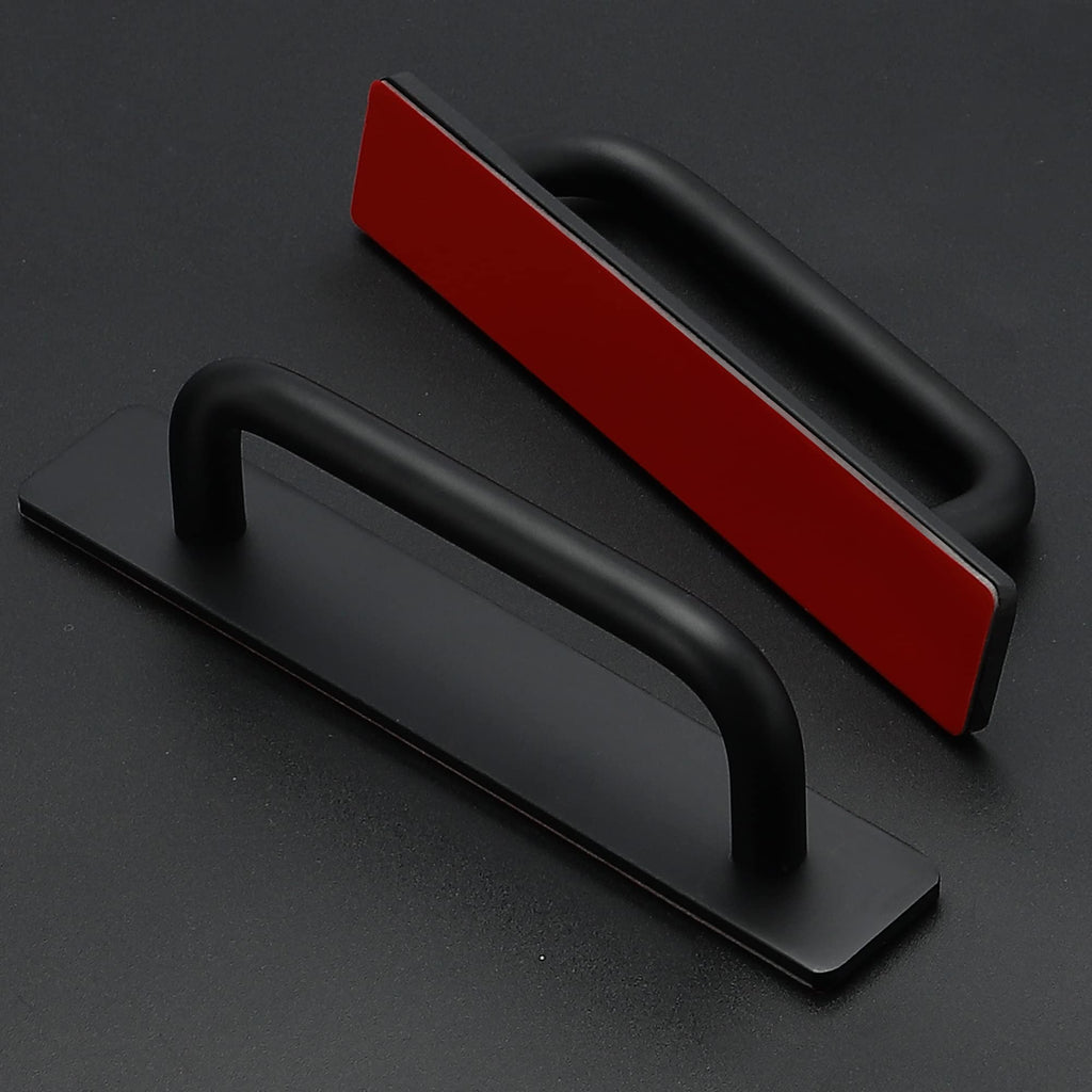 Adhesive Cabinet Handles Stick on Pulls, Black 2 Pack