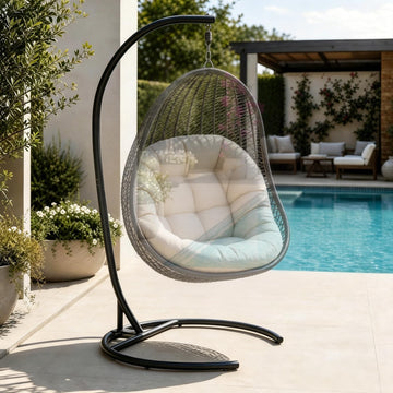 Stand Only, Heavy Duty Hammock Chair Stand 360° Swivel, Max 350 lbs, Hanging Chair Frame for Indoor Outdoor Porch