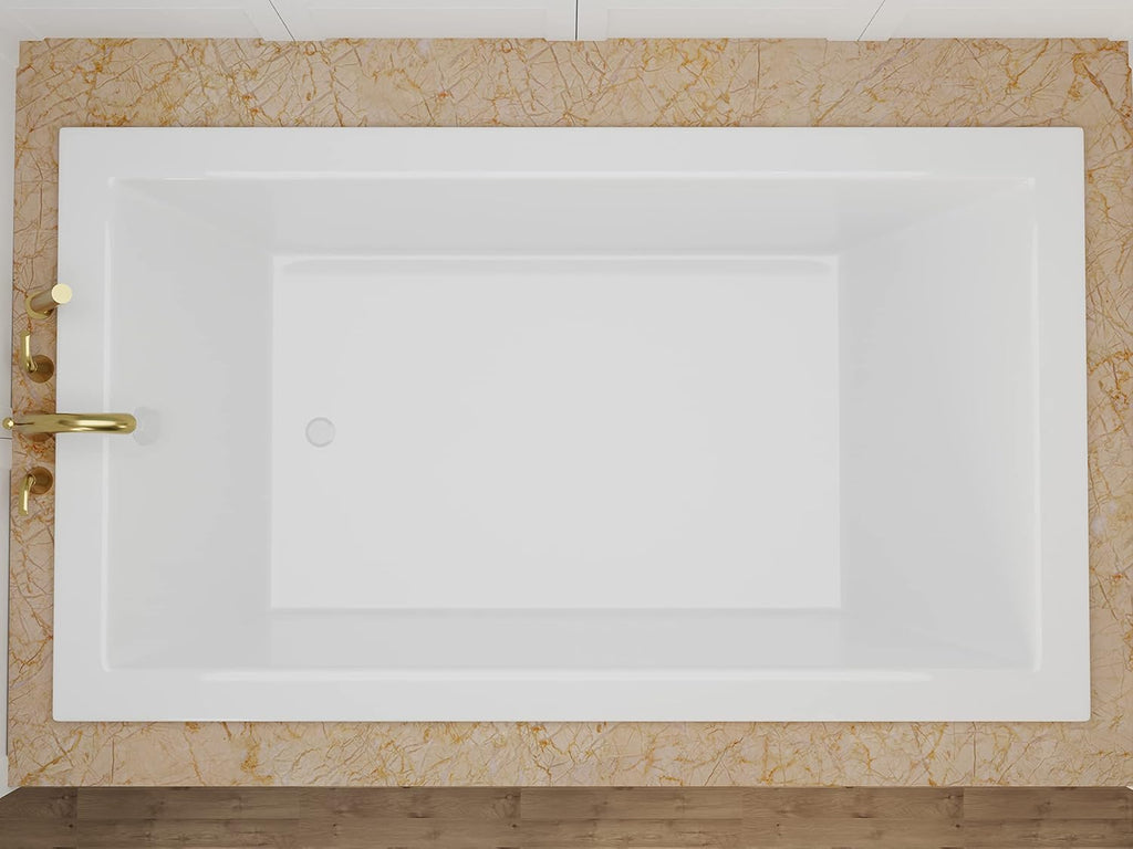 Illyrian AZ3272VNS 32" x 72" Soaker Acrylic Rectangle Drop-In Bathtub - Easy Installation - Smooth Glossy Ultra White