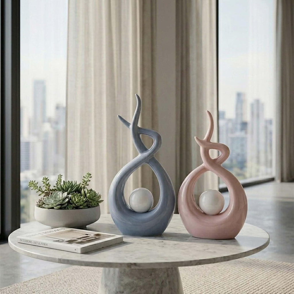 Abstract Ceramic Modern Sculpture, Knick Knacks Statues , Shelf, TV Stand, Coffee Table, Dining Room, Office