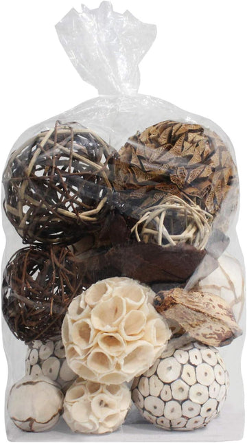 Decorative Balls for Centerpiece â€" Decorative Bowl Fillers, Assorted Rattan Wicker Balls Orb Grapevine Ball, Vase - Set of 21