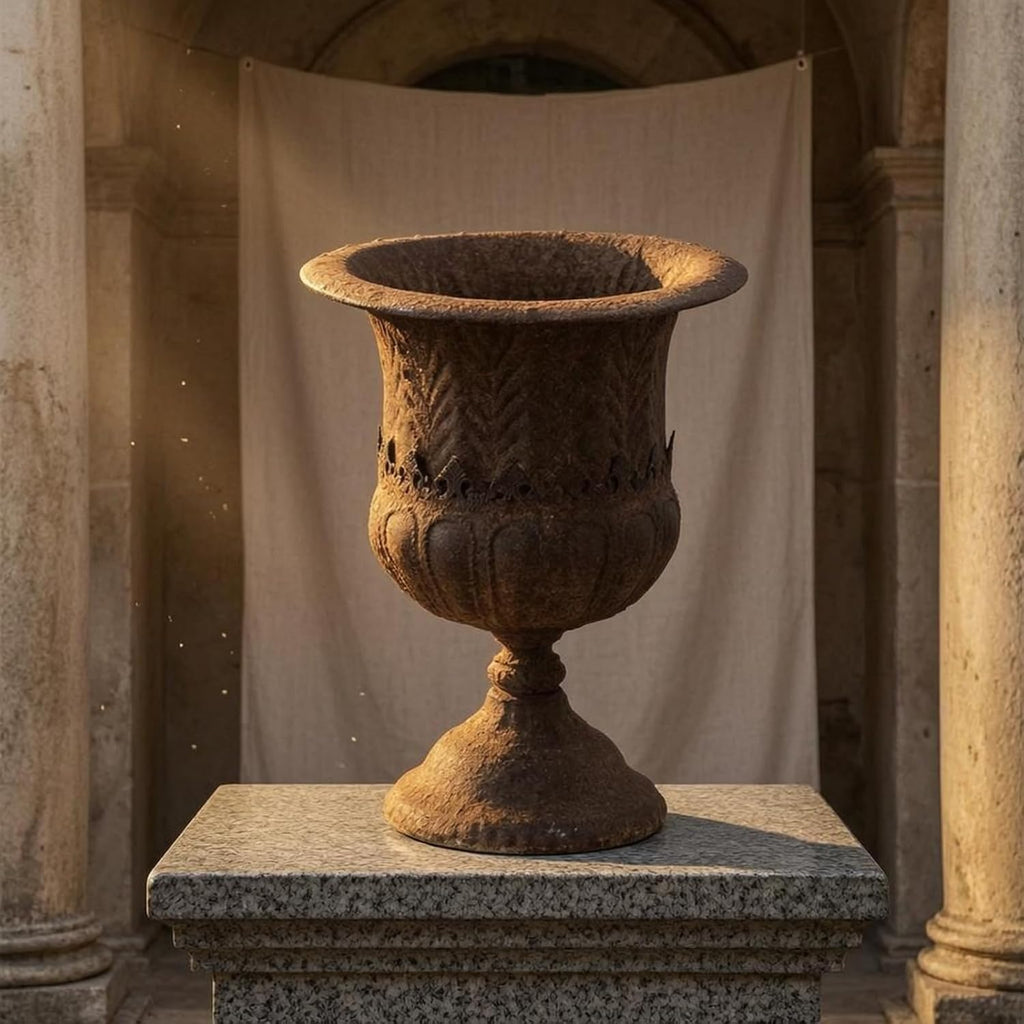 Outdoor Trophy Planter Urn Planter Pedestal Planter Pedestal Vase Garden Urn with Wide Flared Opening Narrow Neck and