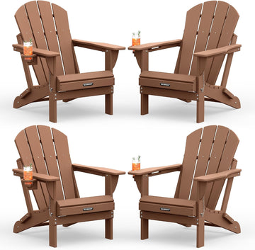 Folding Adirondack Chairs 4 Pack, Patio Chairs, Lawn Chairs, Outdoor Chairs, Adirondack Chair Plastic, Fire Pit