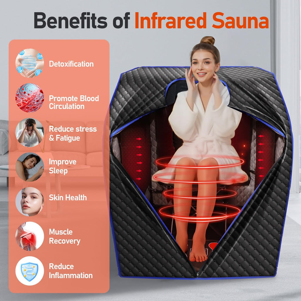 Infrared Sauna Box for Home, Portable Personal Dry Sauna for Relaxation, Detoxification, Carbon Crystal Heating