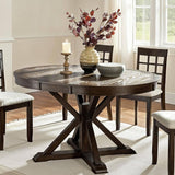 42"-54" Oval Round Extendable Dining Table, Farmhouse Solid Wood Expandable Kitchen Table with Leaves Space