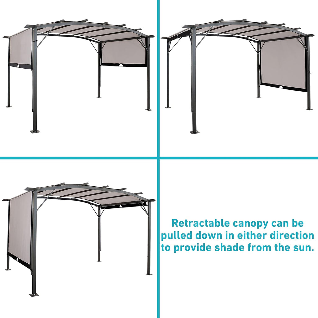 9' x 12' Outdoor Pergola with Retractable Canopy