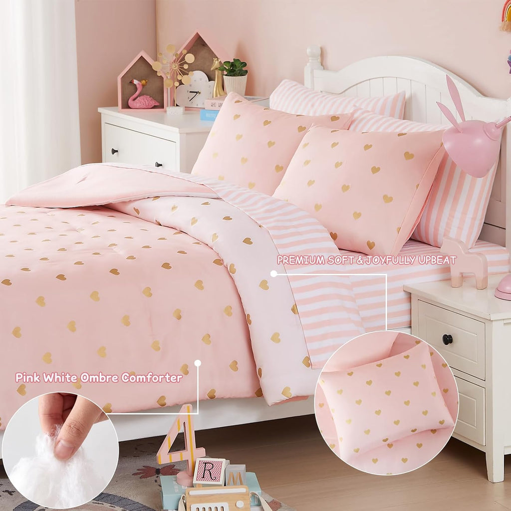 Twin Comforter Set with Sheets for Girls-5 Pieces Twin Bedding Sets - Set of 5
