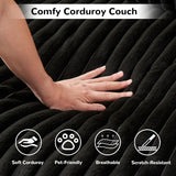 Black Sectional Couches for Living Room, Oversized Corduroy Couch, Sectional Corner Sofa with Cup Holders & USB