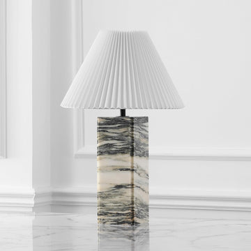 SAFAVIEH Couture Lighting Collection Mackenzie Cream/White Marble Square 25-inch Table Lamp Living R