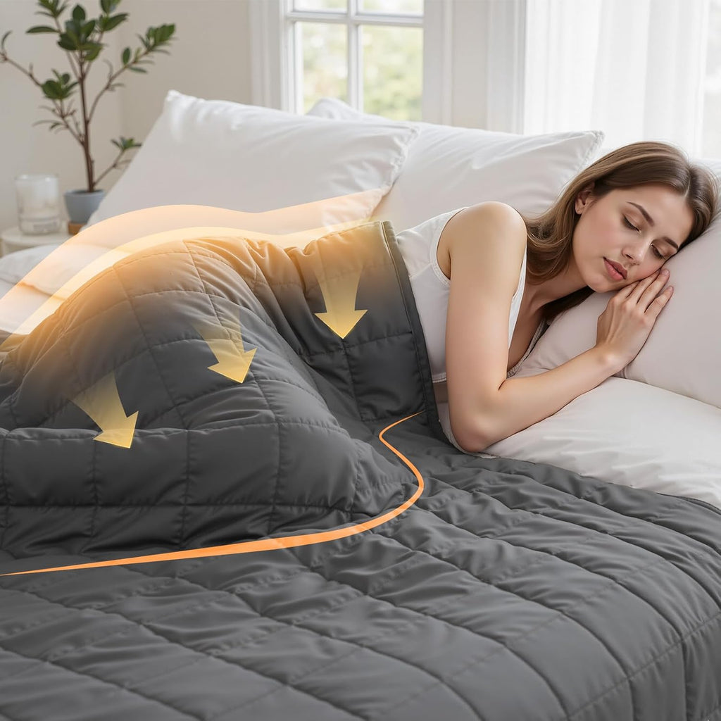 Weighted Blanket for Adults(48" x 72",15lbs,Grey) Queen Size Soft Cooling Heavy Blanket for Sleeping,Breathable