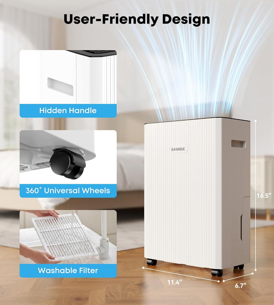2500 Sq.Ft Dehumidifier for Basement, 32 Pint Dehumidifiers for Home with Drain Hose, Ultra Quiet 32dB