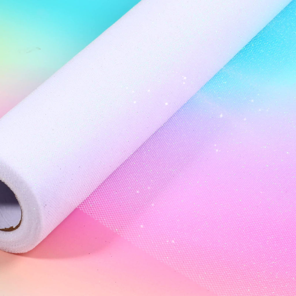 Sparkling Tulle Rolls, 15" by 30 Yards(White)