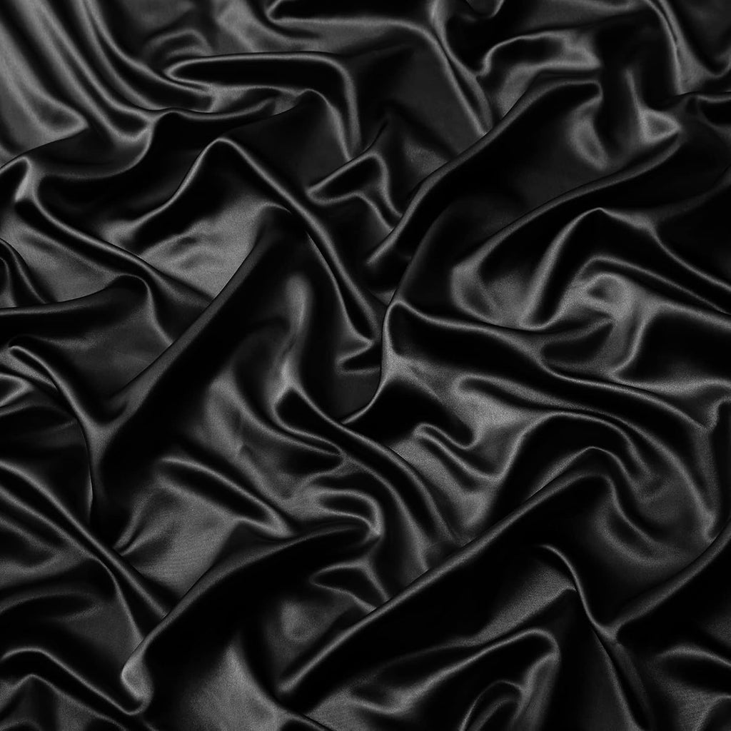 3pcs Extra Deep Pocket Satin Fitted Sheet Set Bed Set, Black Bottom Sheet Fit 18-24 Inch Deep Pocket Mattress