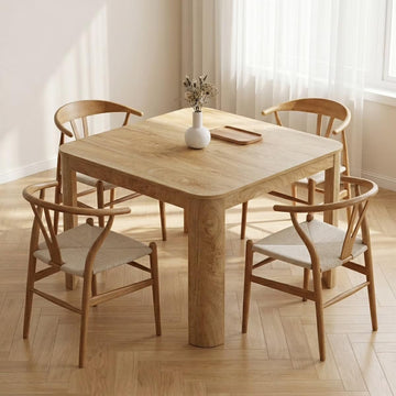 Square Dining Table with Rounded Corners, Modern 47" Kitchen Table for 4 People, Space Saving Dining Room Table for