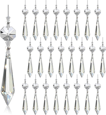 25 Pcs 55mm Crystal Icicle Prisms Chandelier Lamp Suncatcher Decor - Crystal Icicle Suncatcher Prisms 55mm with