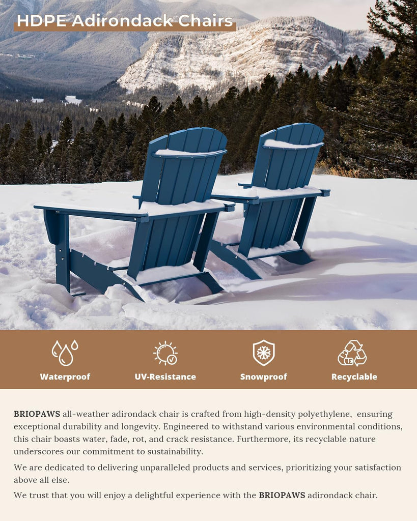 Oversized-Adirondack-Chairs-Set-of-4 | HDPE | All Weather | Blue | 22" Extra Wide Seat, Plastic Fire Pit Chair